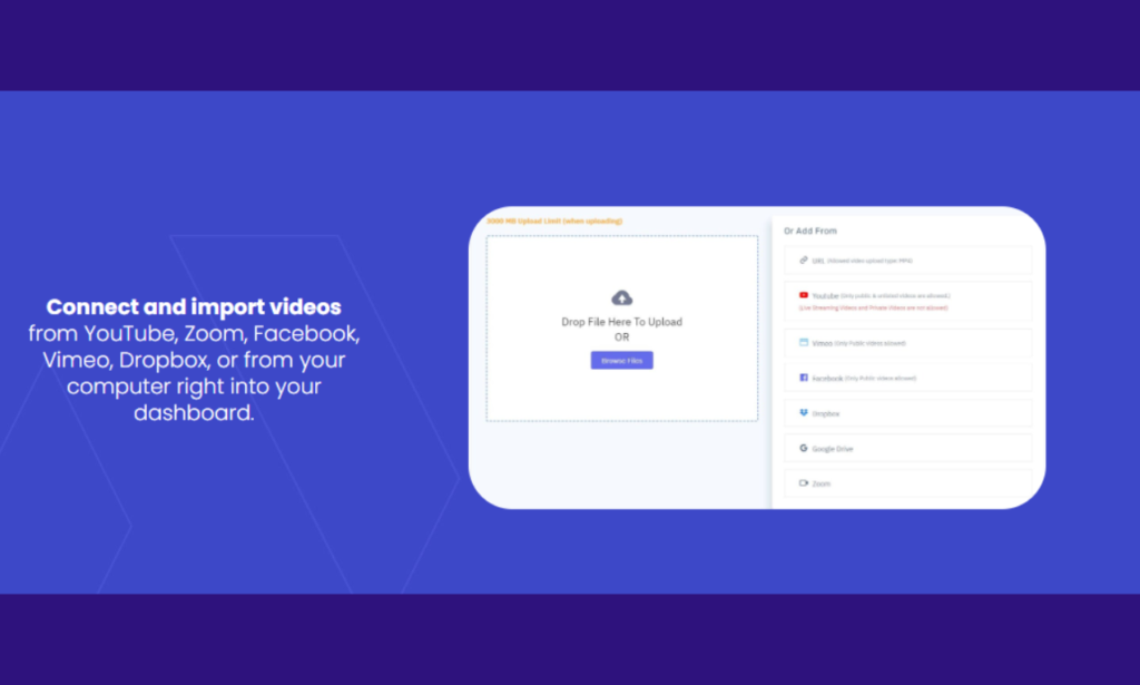 Vidtags Connect and import videos